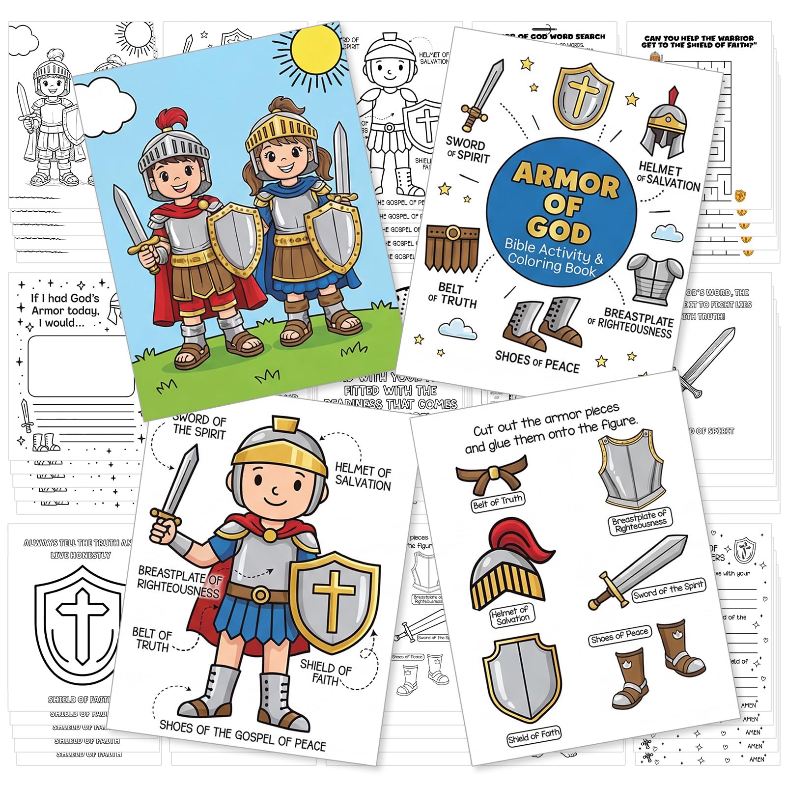 Yinder 15 Pcs Armor of God Coloring Books Armor Knight DIY Coloring Pages | Sund