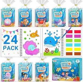 FEREDO KIDS Coloring Books Party Favors - 24 Pack Ocean Water Coloring Books for Kids, Loot Bag Fillers Students Classroom Gifts Bulk, No Mess, Screen Free activities, Easy for Toddlers (Ocean)