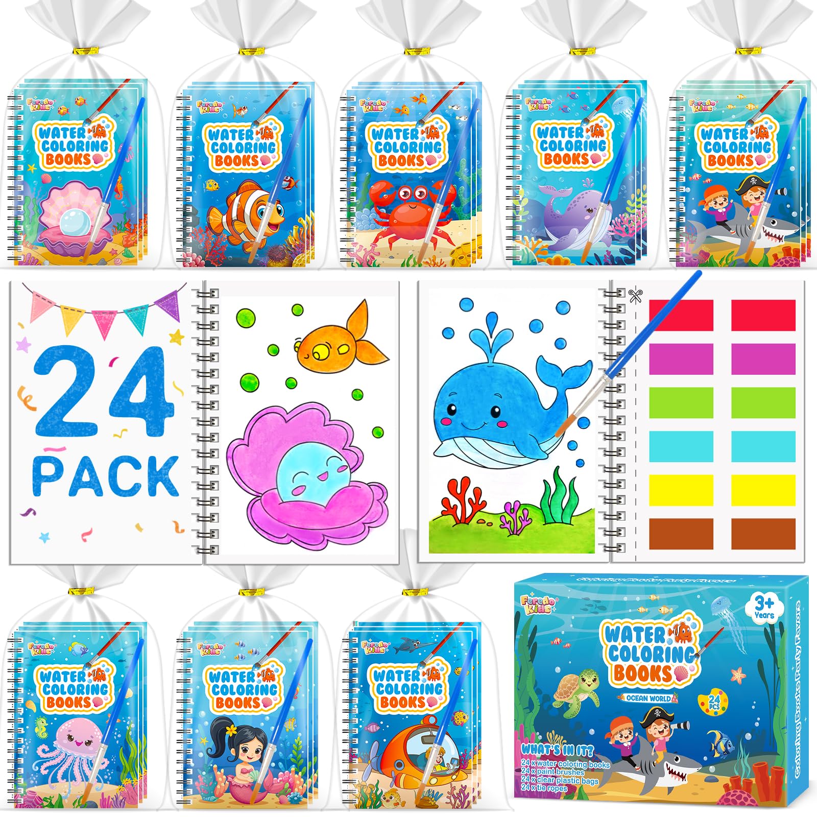 FEREDO KIDS Coloring Books Party Favors - 24 Pack Ocean Water Coloring Books for