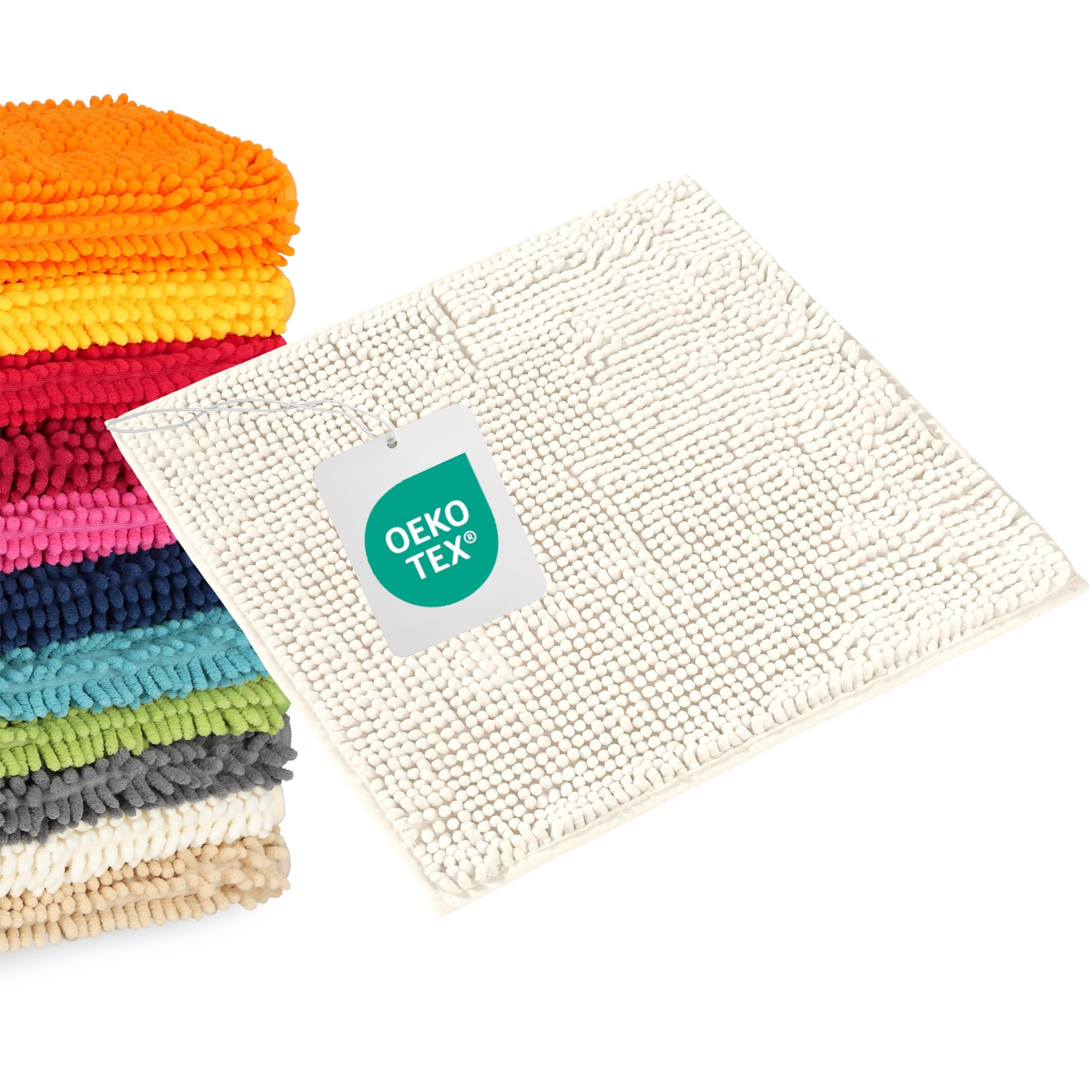 WohnDirect Cream Bath Mat, 45 x 45 cm, Non-Slip Microfibre