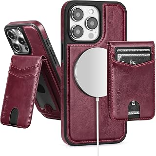 SkyEagle for iPhone 15 Pro Wallet Case with Card Holder,Wine Red