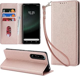 [Hamany] Compatible xperia 1 ii Case Notebook Type Xperia 1 ii Case Card Storage SO-51A Smartphone Case SOG01 Cover Horizontal Stand Function Built-in Magnet Strap Hole Shockproof Durable Abrasion