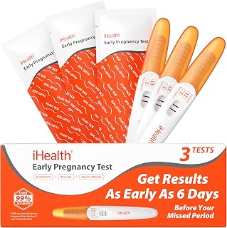 iHealth Early Pregnancy Tests, Early Detection at Home Pregnancy Test, 3 CT | hCG Test with 3-5-min results, Long Grip Handle for Easy Sampling, High Sensitivity, 3 individually sealed strips