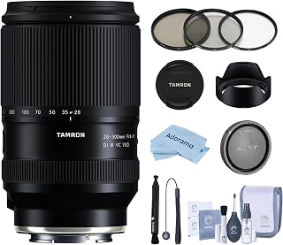 Tamron 28-300mm f/4-7.1 Di III VC VXD Lens for Sony E, Black, Bundle with Filter Kit, Lens Case, Cleaning Kit, Cap Tether, Lens Pen, Tamron 6-Year Limited Warranty