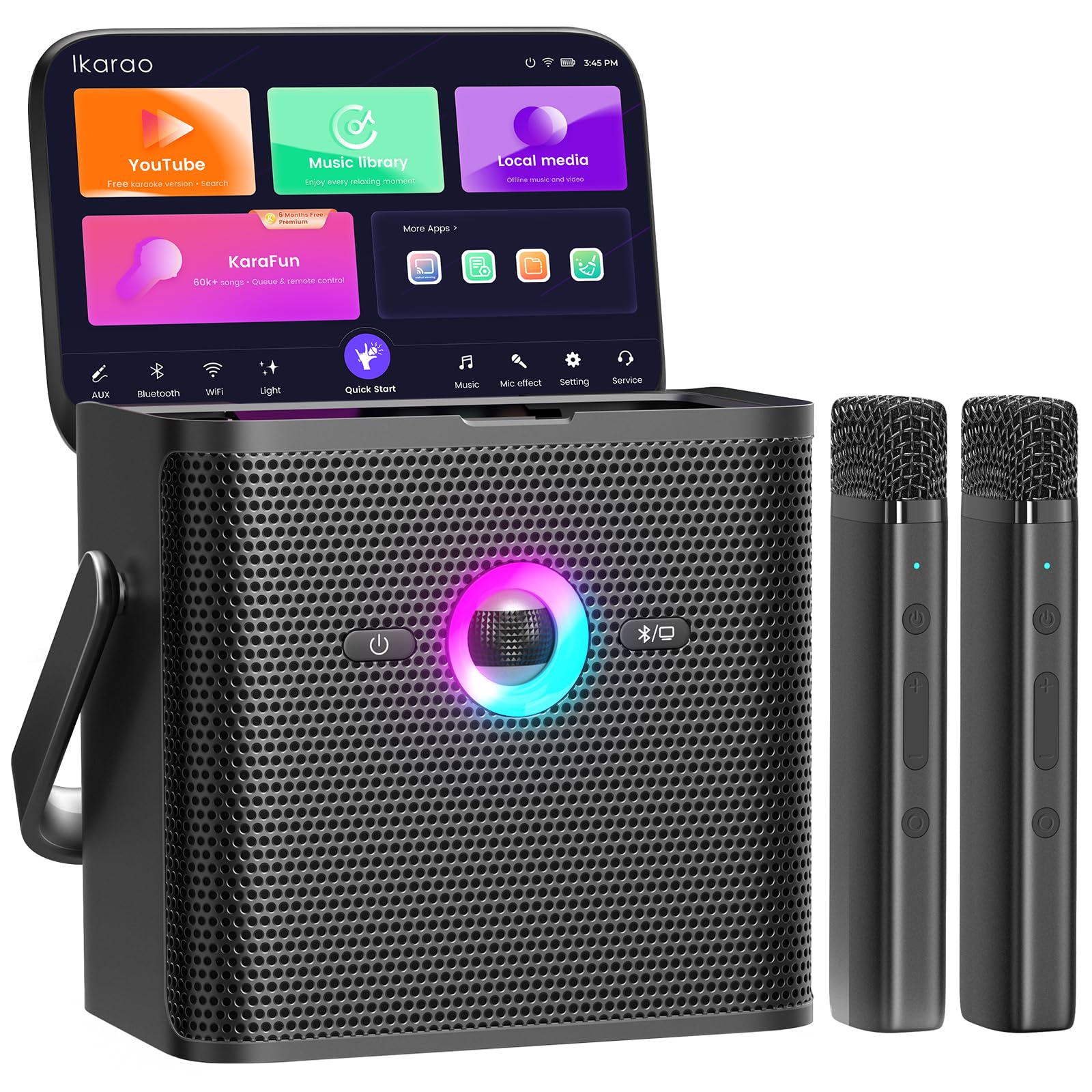 Ikarao Karaoke Machine for Adults, with Lyrics Display Screen, 32GB Karaoke Tabl