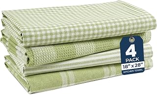 Kitchen Towels Set - Pack of 4 Cotton Dish Towels for Drying Dishes, 18”x 28”, Kitchen Hand Towels, Absorbent Tea Towels, Premium Dish Towels for Kitchen, Quick Drying Kitchen Towel Set - Sage Green