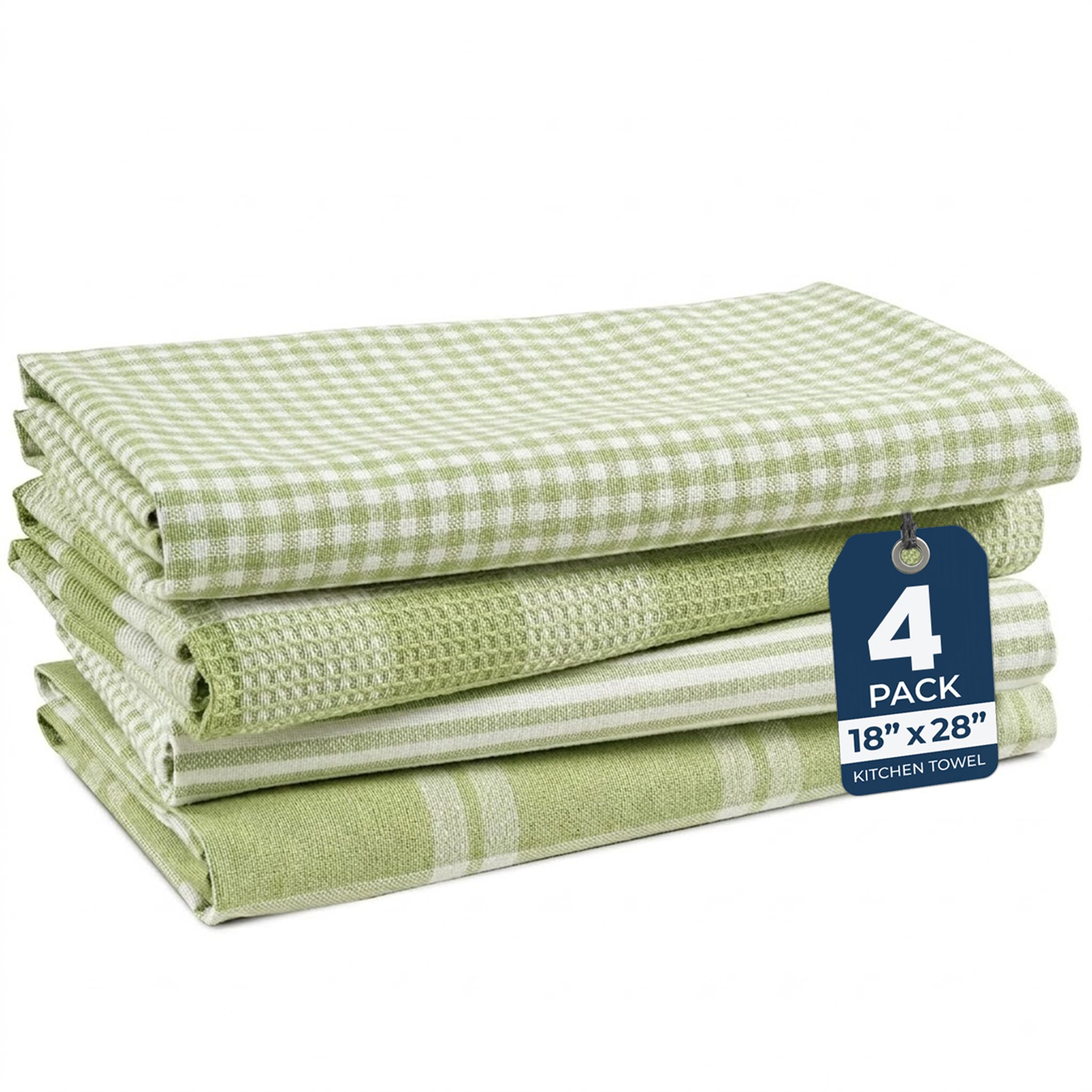 Kitchen Towels Set - Pack of 4 Cotton Dish Towels for Drying Dishes, 18”x 28”, K