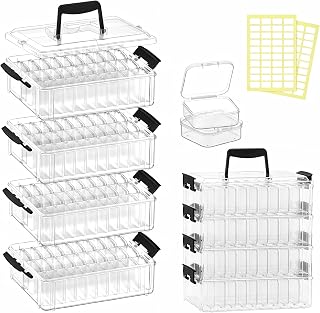 VANSUNS Bead Organizer Box 120 Pcs, 4-Tier Large Capacity Stackable Bead Storage Containers, Portable Plastic Craft Organizers for Jewelry Making, Bracelets, DIY, Nail Art Charms