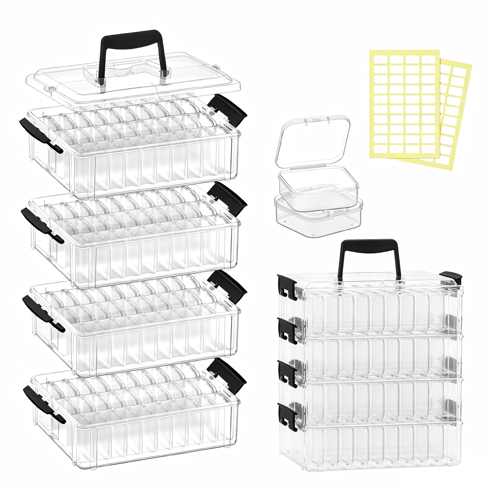 VANSUNS Bead Organizer Box 120 Pcs, 4-Tier Large Capacity Stackable Bead Storage