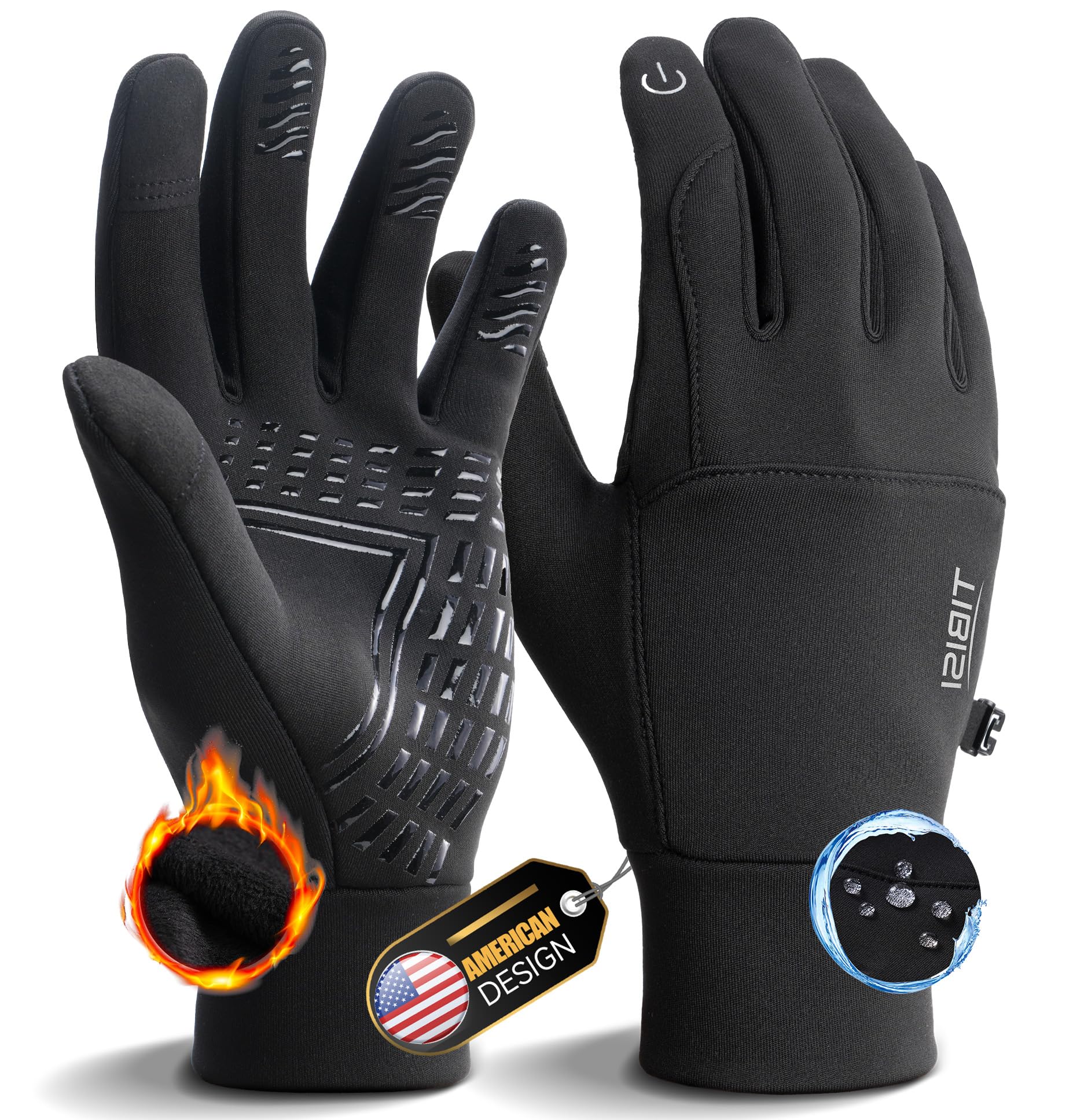 PULIOU Winter Waterproof Thermal Gloves for Men Women, Cold Weather Windproof Sk