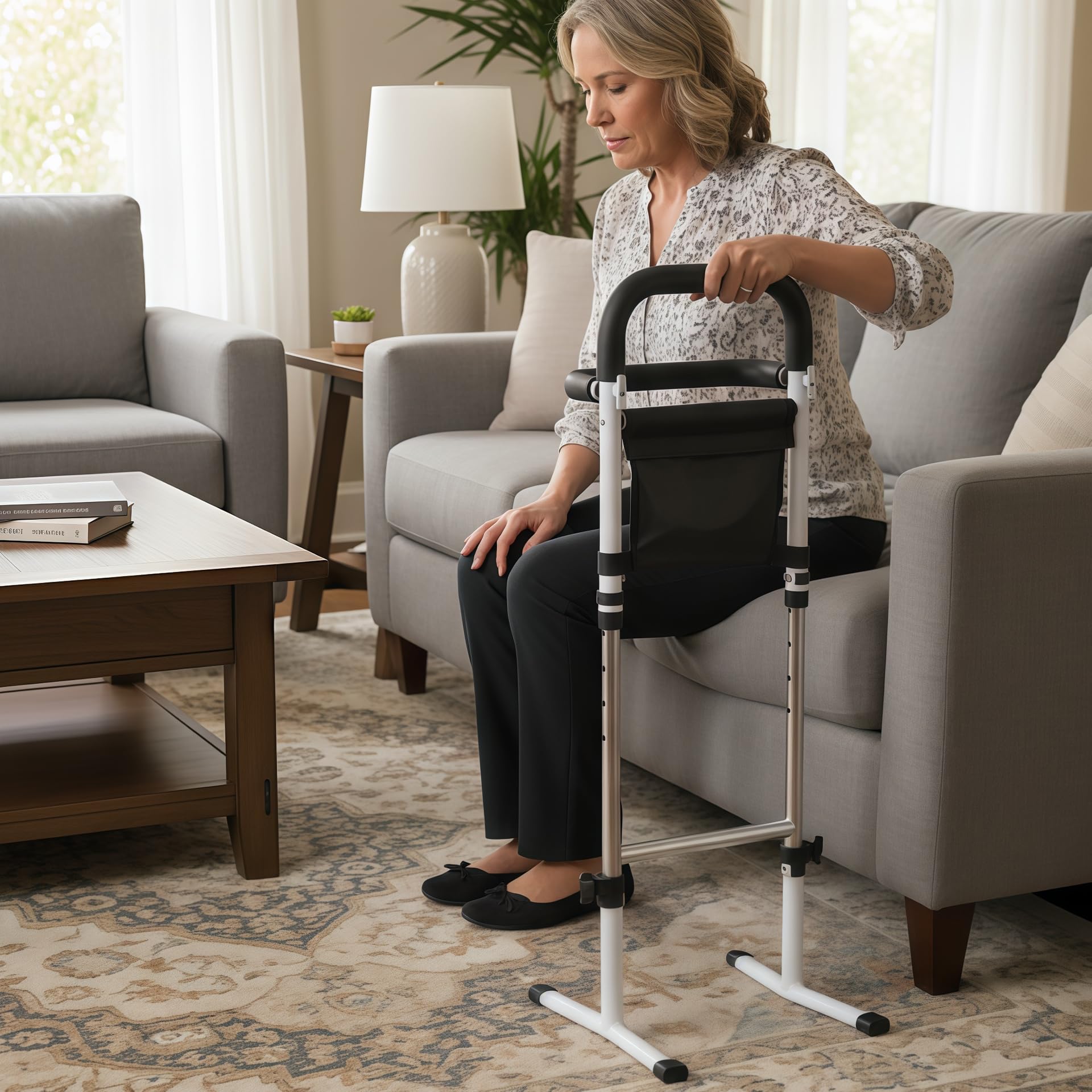 Stand Assist(White)-Mobility Standing Aid Rail for Couch, Chair, Bedside, Toilet
