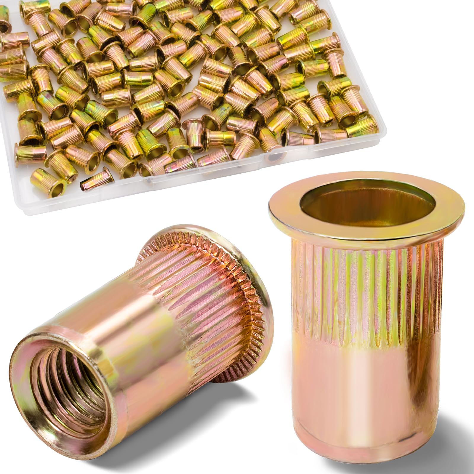 Vifmy 1/4-20 Rivet Nut,115Pcs Zinc Plated Threaded Inserts Rivnuts | 1 4 rivet n