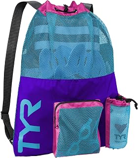 TYR Big Mesh Mummy Backpack for Swim, Gym and Workout Gear, 40-Liter Capacity