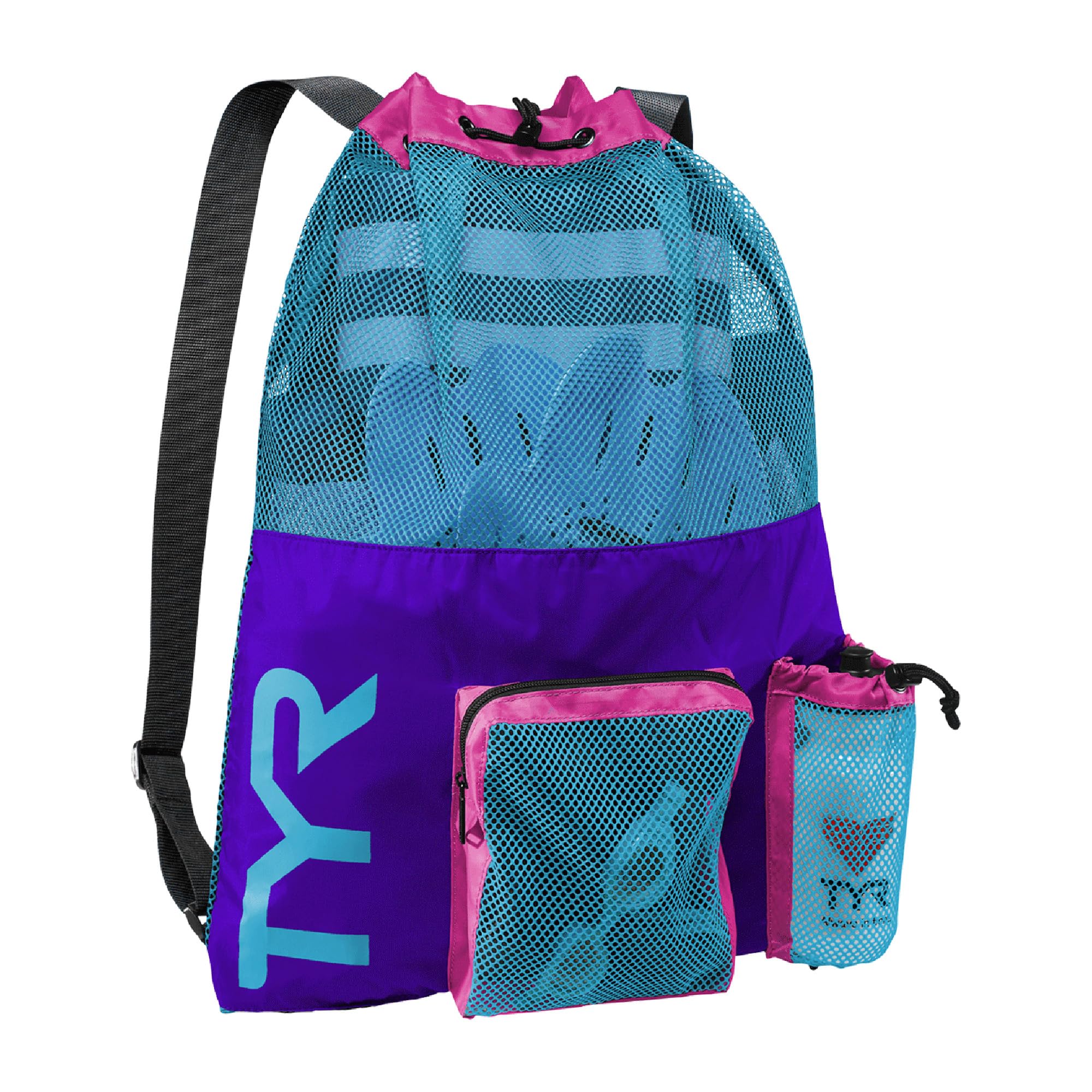 TYR Big Mesh Mummy Backpack for Swim, Gym and Workout Gear, 40-Liter Capacity