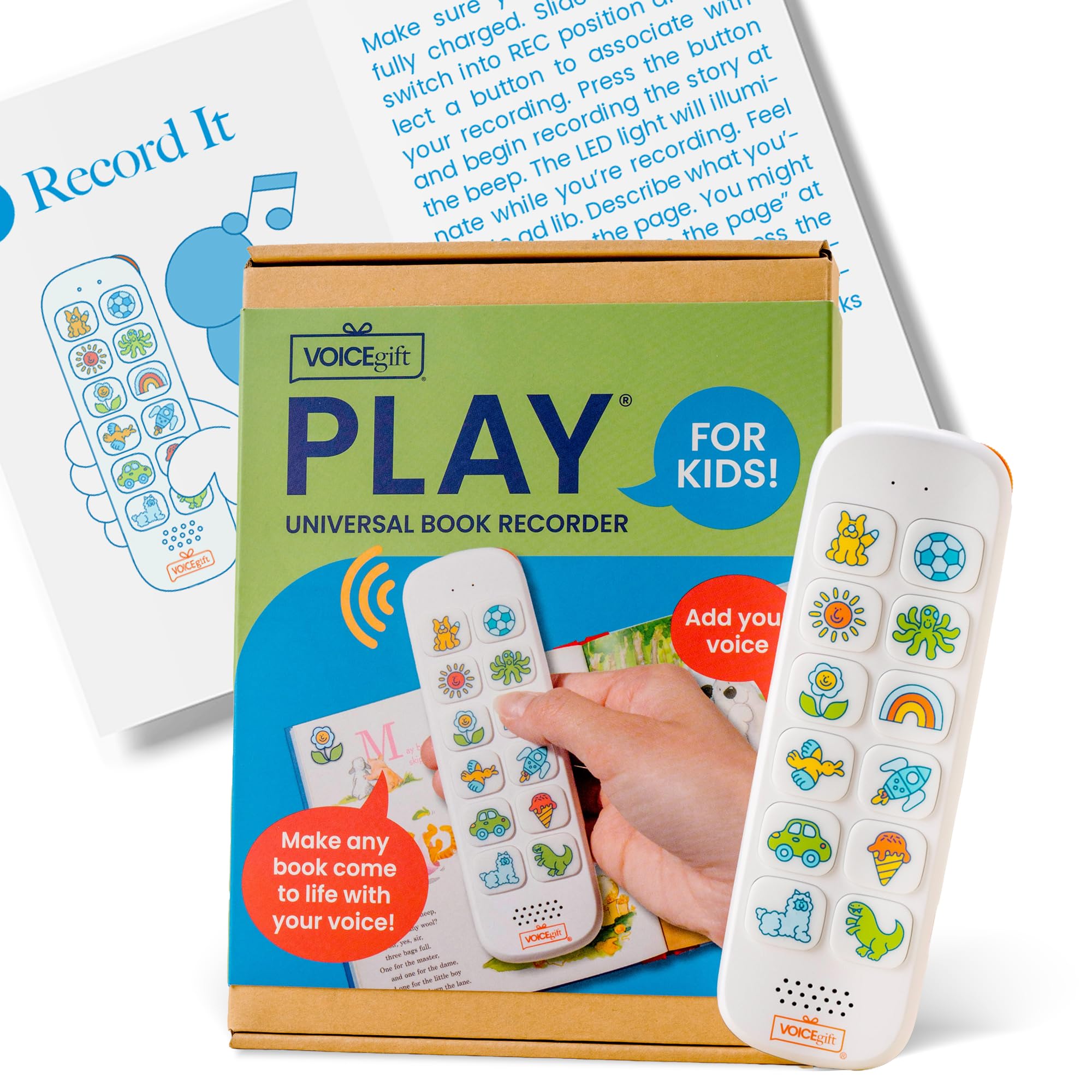 VoiceGift Play, Screen-Free Audio Recorder for Kids | Back to School Story Book 