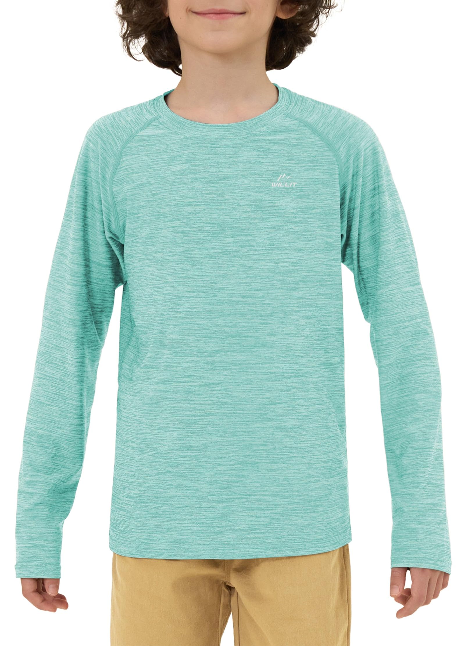 Willit Boy's UPF 50+ Sun Protection Shirt, Long Sleeve, Youth Swim Shirt, SPF Fi