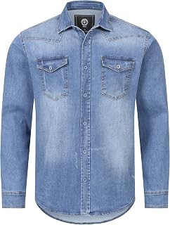 Rock Creek Men's Denim Shirt, Regular Fit, Long Sleeve, Denim Blue, S-XXL