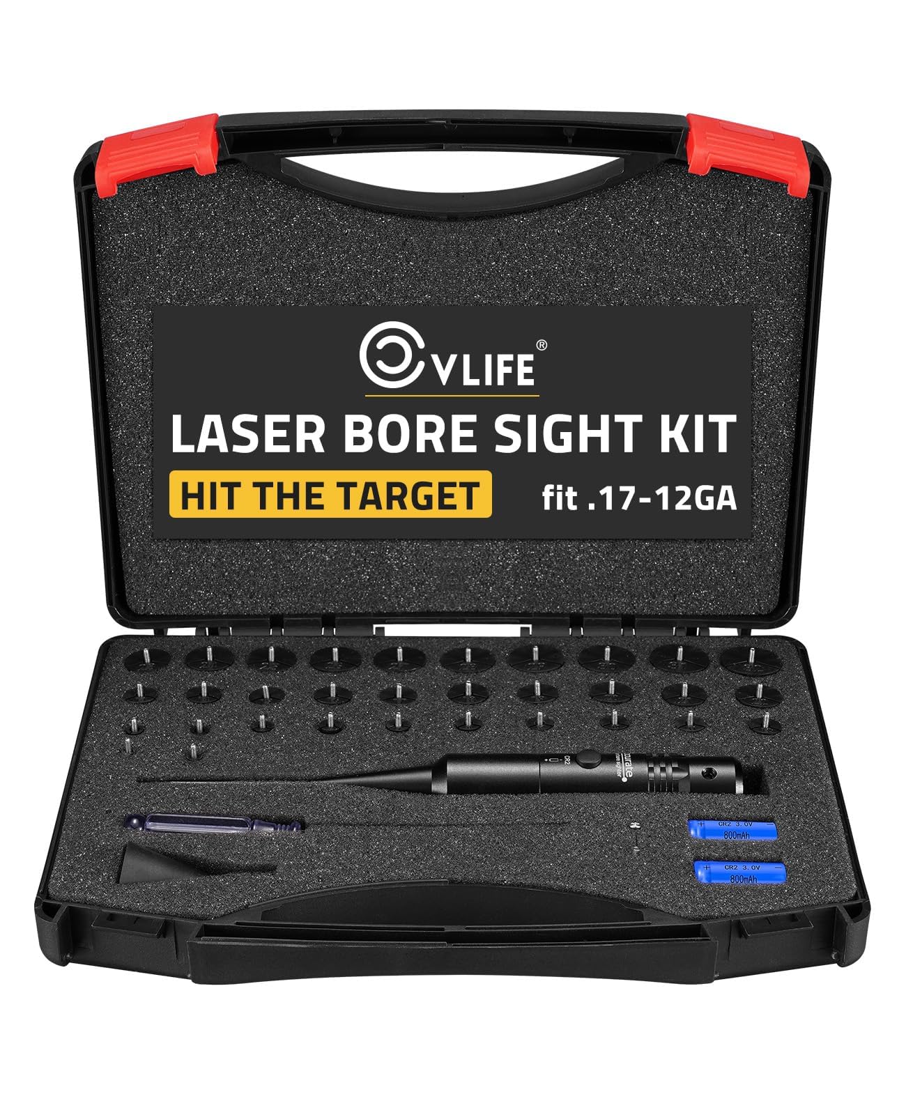 CVLIFE Professional Laser Bore Sight Kit with 32 Adapters fit 0.17 to 12GA Calib