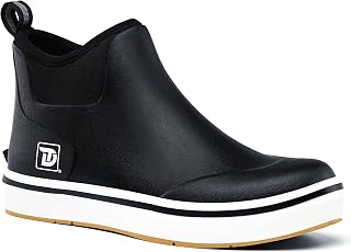 Trudave Deck Boots, Waterproof Rubber Fishing Rain Boots, Anti-slip Short Ankle Shoes for Outdoor Fishing Boating, Size 5-14