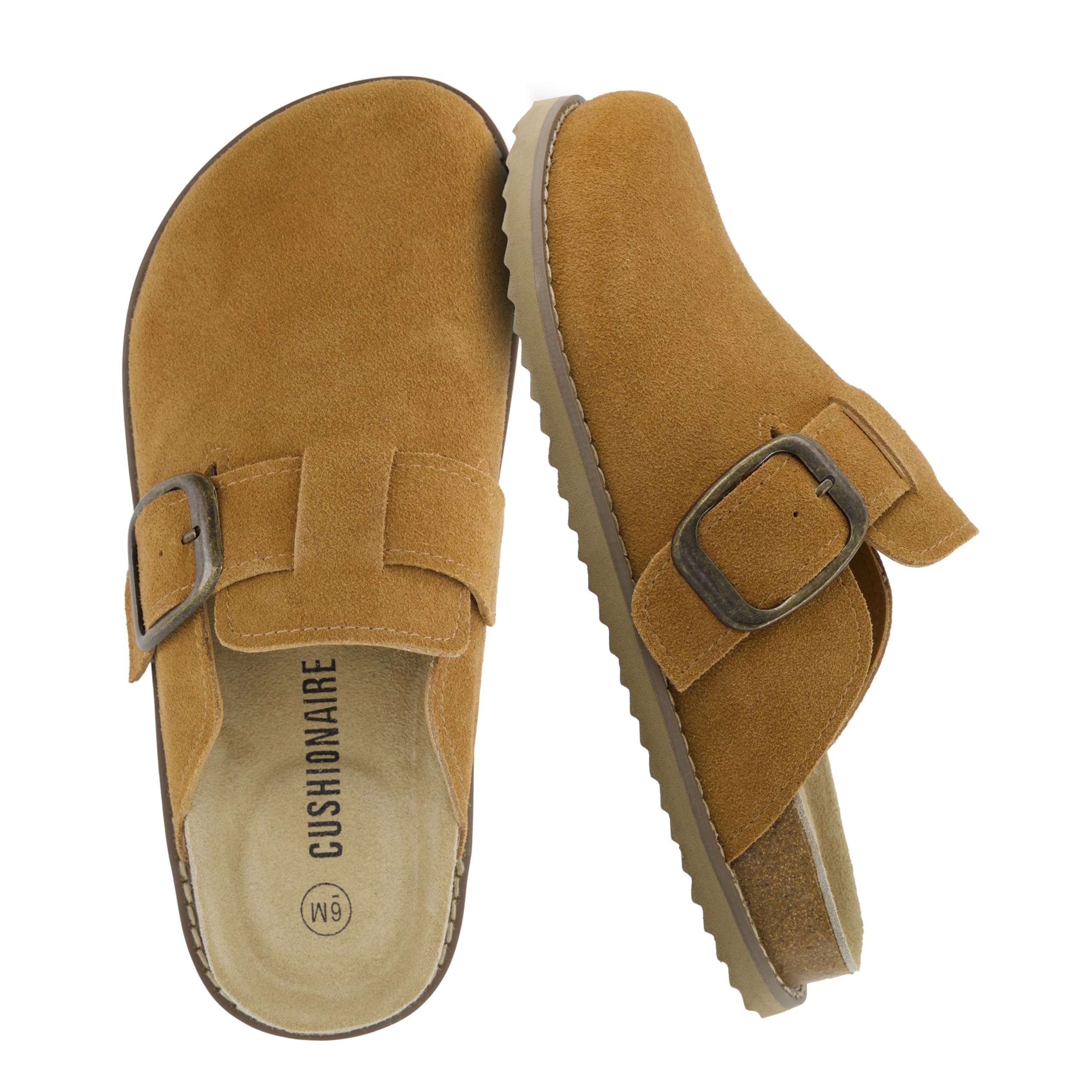 CUSHIONAIRE Blain - Zoccoli da donna in vera pelle scamosciata con memory foam e