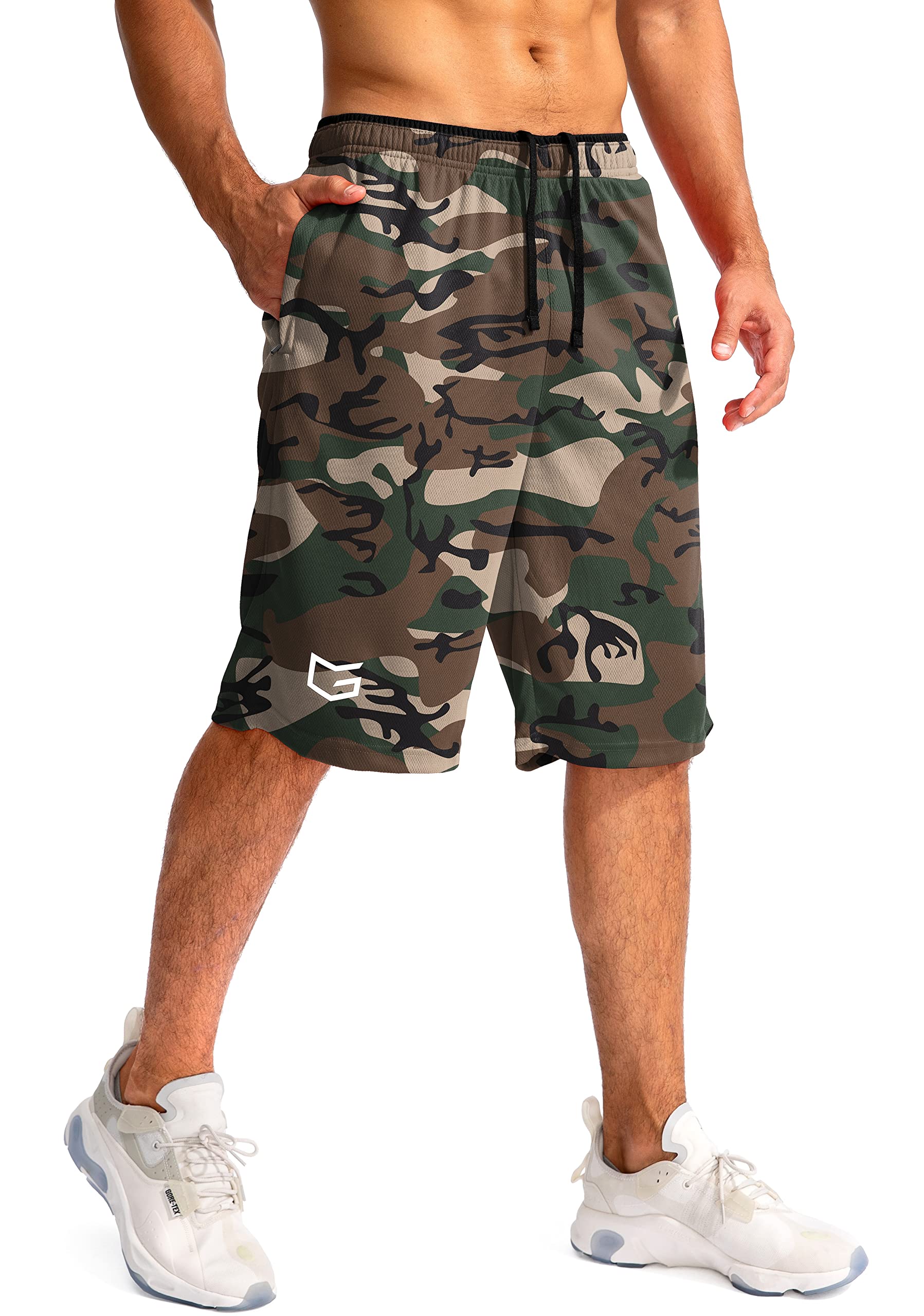 G Gradual Mens Basketball Shorts with Zipper Pocket Lightweight Quick Dry 11" Lo