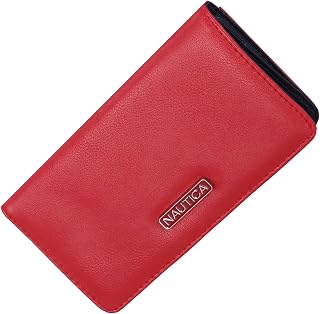 Nautica Seaside Slim Womens Wallet RFID Blocking Credit Card Holder, Coin Purse, Checkbook Organizer Clutch, Small Vegan Leather Wallet for Travel, Red