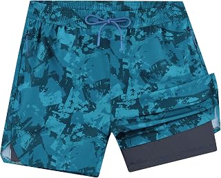 APTRO Pantaloncini da corsa atletici da uomo 2 in 1 da 12,7 cm, con fodera e tasche con cerniera, per basket, tennis, palestra, allenamento