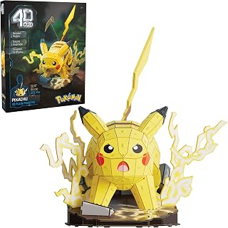 4D Build Pokémon Pikachu 3D Puzzle Model Kit, Desk Décor, Shelf Display | 201 Premium EPS Foam Pieces, No Glue Or Tools Required, Build & Display Collectible Hobby Kit Gift For Fans Ages 12+
