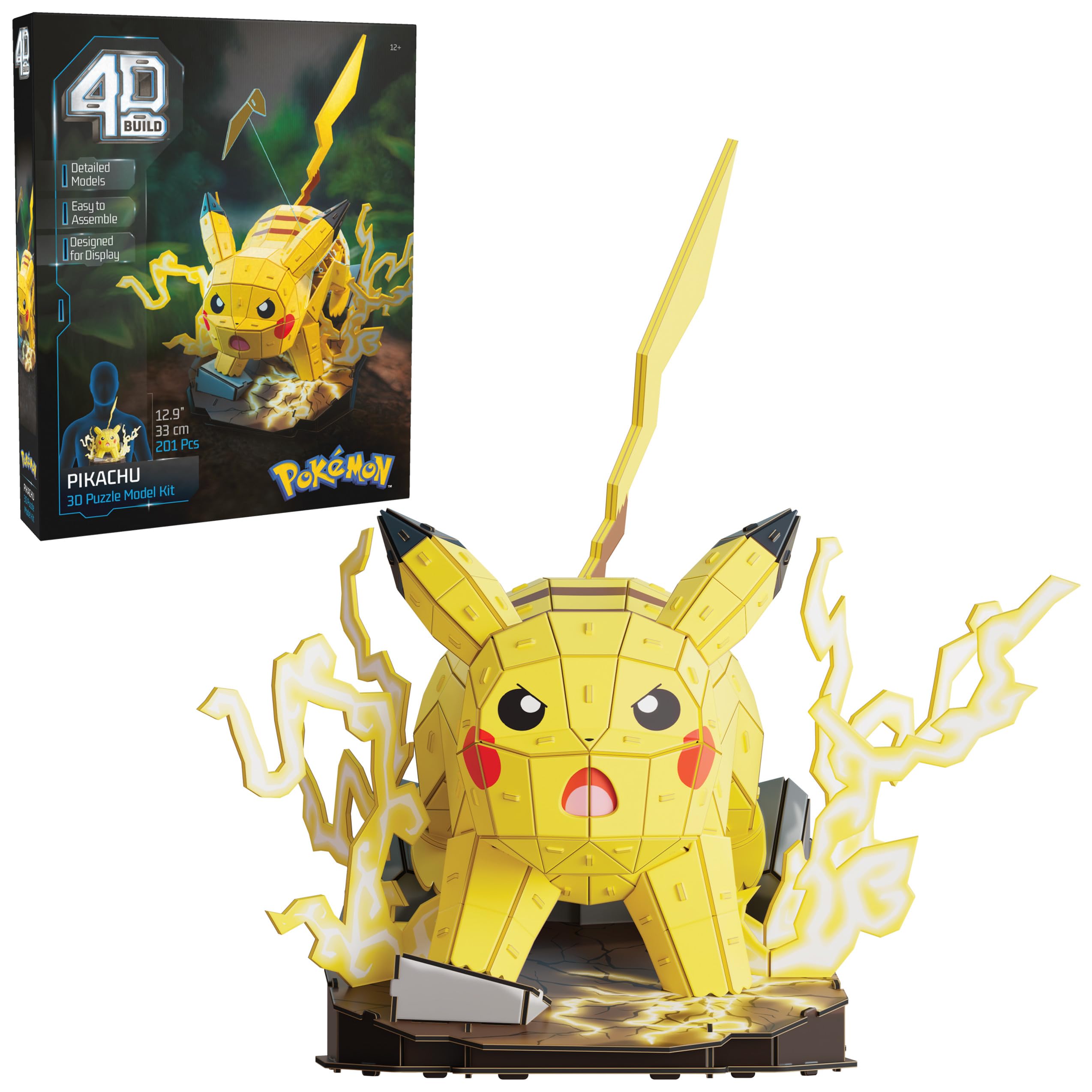 4D Build Pokémon Pikachu 3D Puzzle Model Kit, Desk Décor, Shelf Display | 201 Pr
