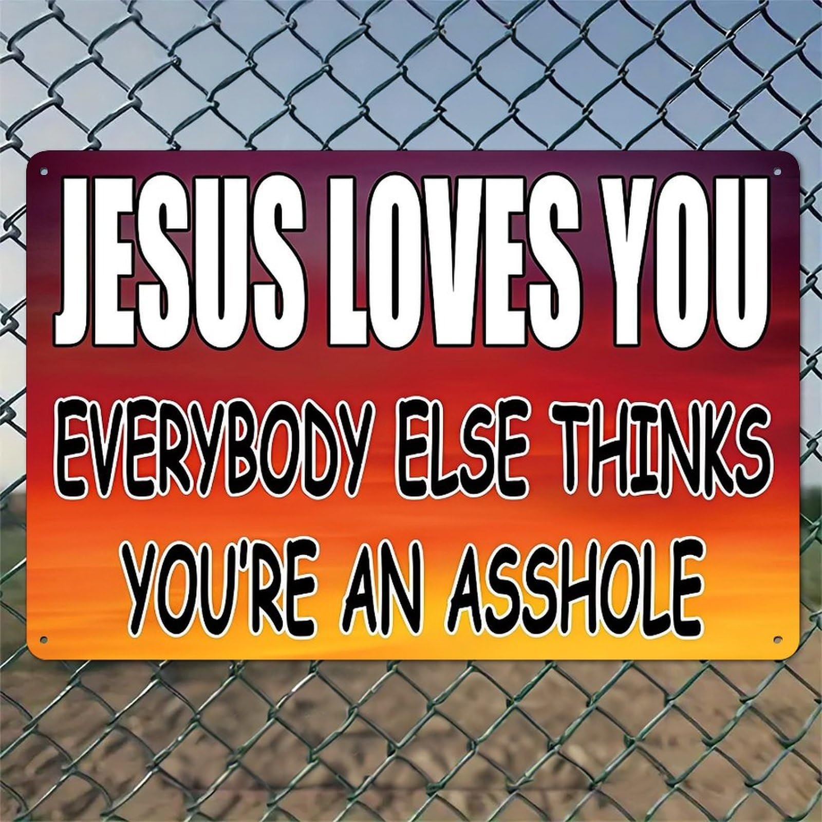 Jesus Loves You Sunset Decorations Rustic Aluminum Wall Art & Metal Sign - Vinta