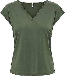 ONLY Women's T-Shirt Short Sleeve V-Neck Basic