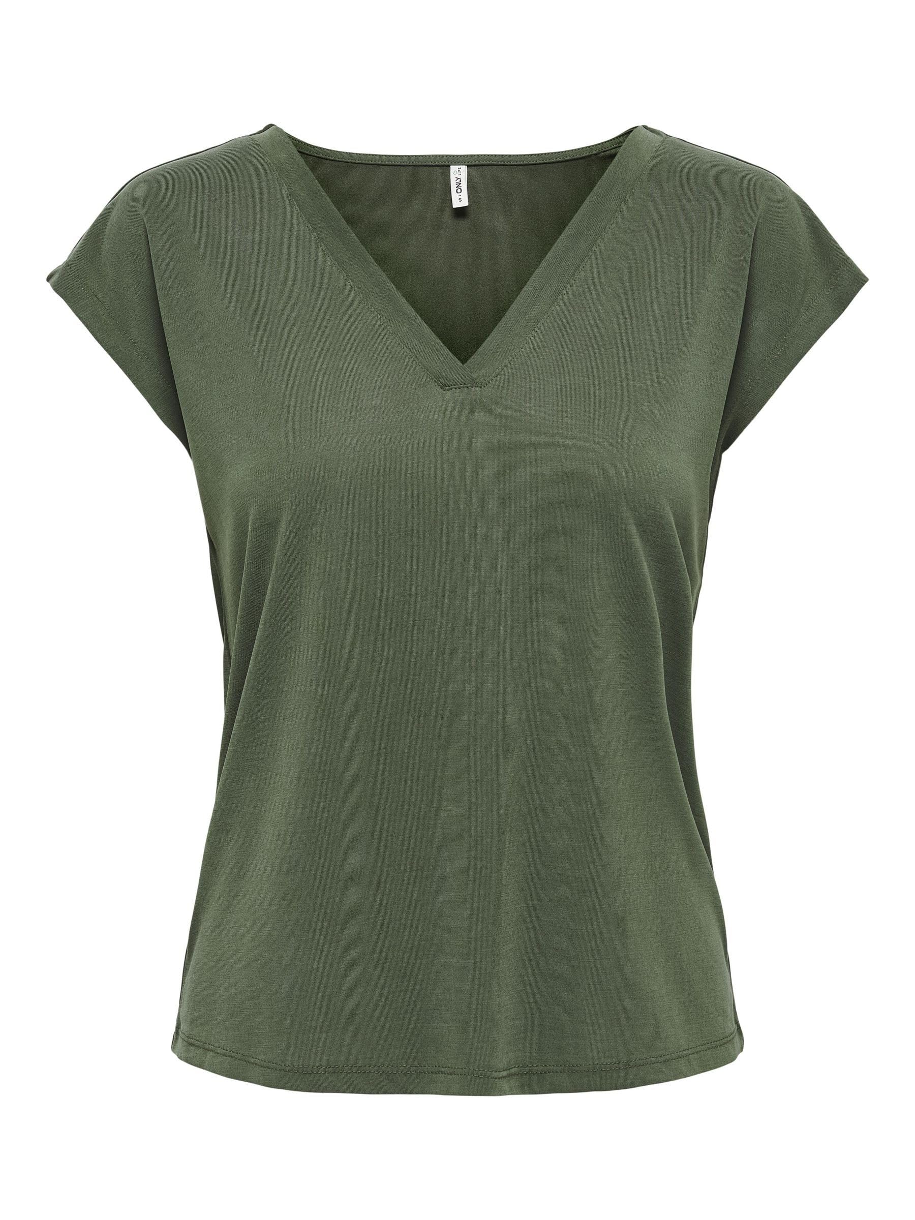 ONLY Women's T-Shirt Short Sleeve V-Neck Basic