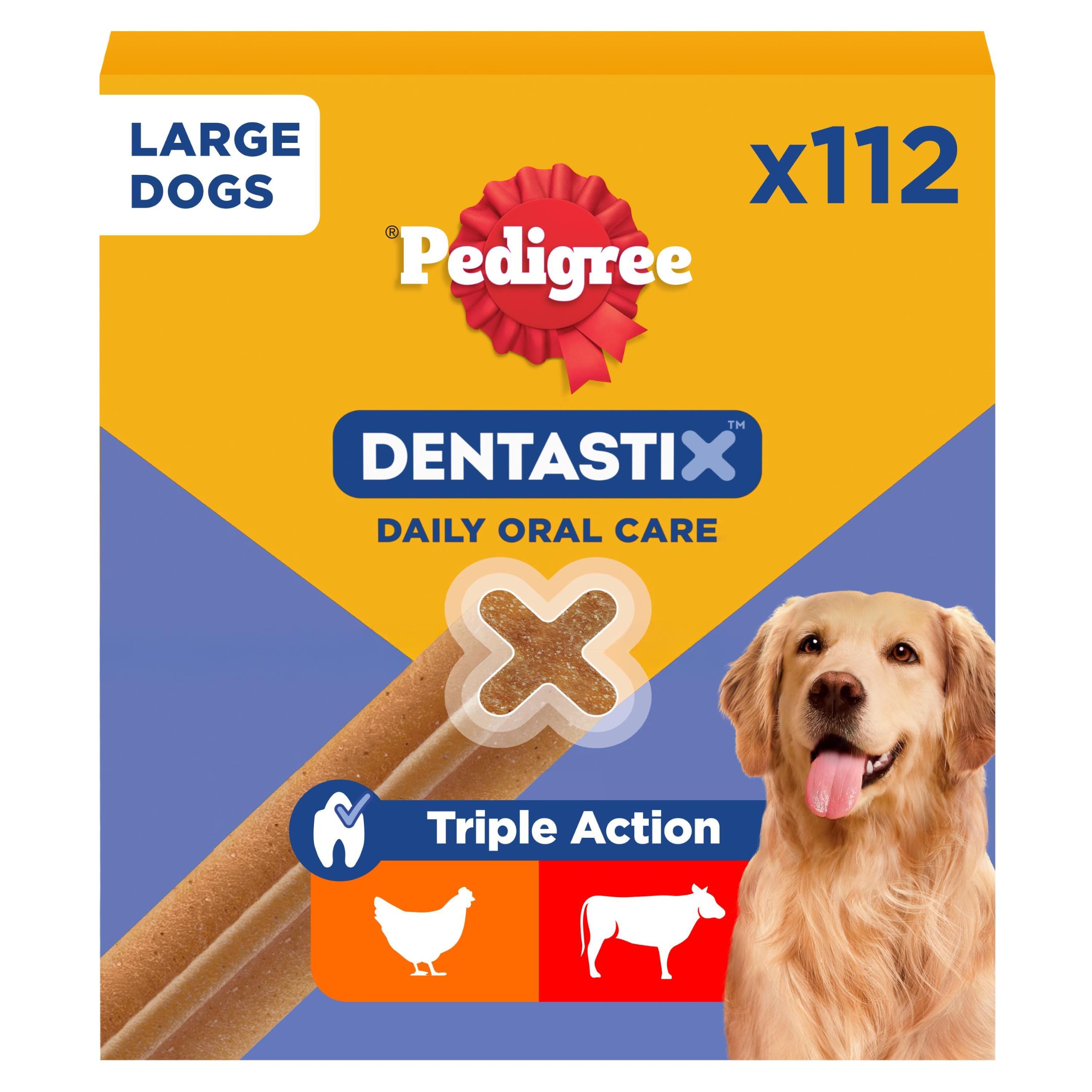 PEDIGREE DENTASTIX - Dental Dog Chews - Adult Large Dogs 25kg+ - 4 x 28 Sticks -