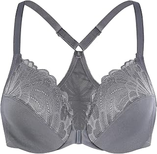 MELENECA Women's Racerback Lace Front Closure Bra