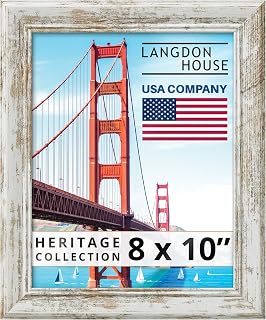 Langdon House - Cadre photo de 25,4 x 20,3 cm – Bois flotté blanc – Motif bois vieilli – Cadre photo de style vintage rustique – Fixation murale ou présentoir de table – Collection Heritage
