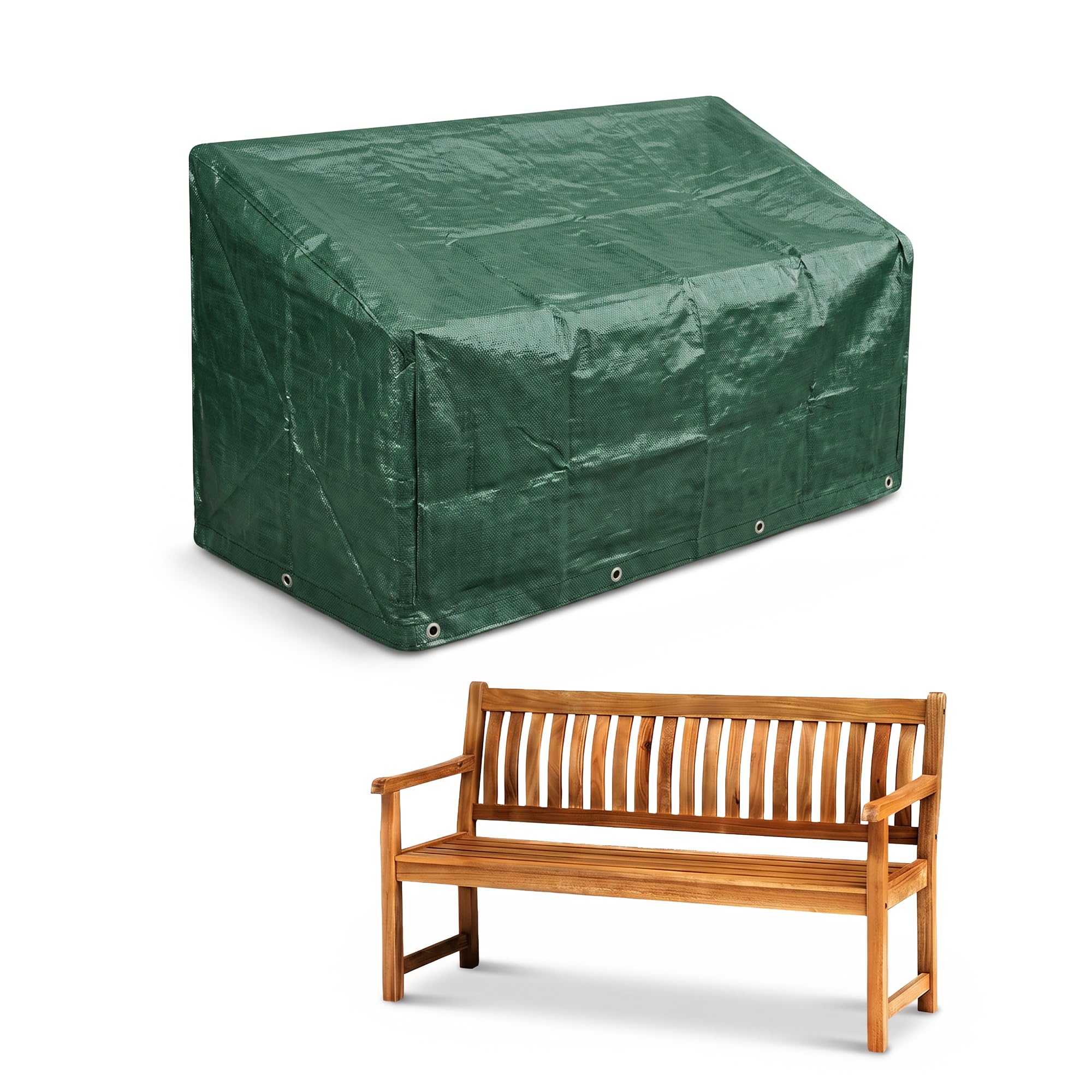 KEPLIN Garden Bench Cover, Waterproof 3 Seater Patio Furniture, 90x162x66cm | He