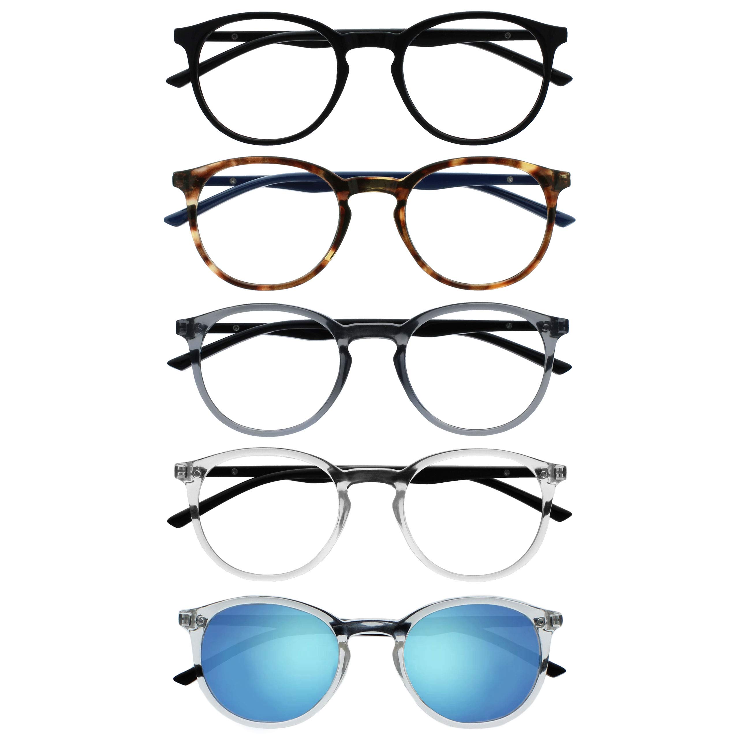OPULIZE MET Reading Glasses and Reading SunGlasses for Women Men, Round Frame, B