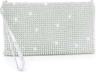 Silver Wristlet Clutch Purse for Women Evening Bags and Clutches Purses Bling Small Purse with Rhinestones Handbag
