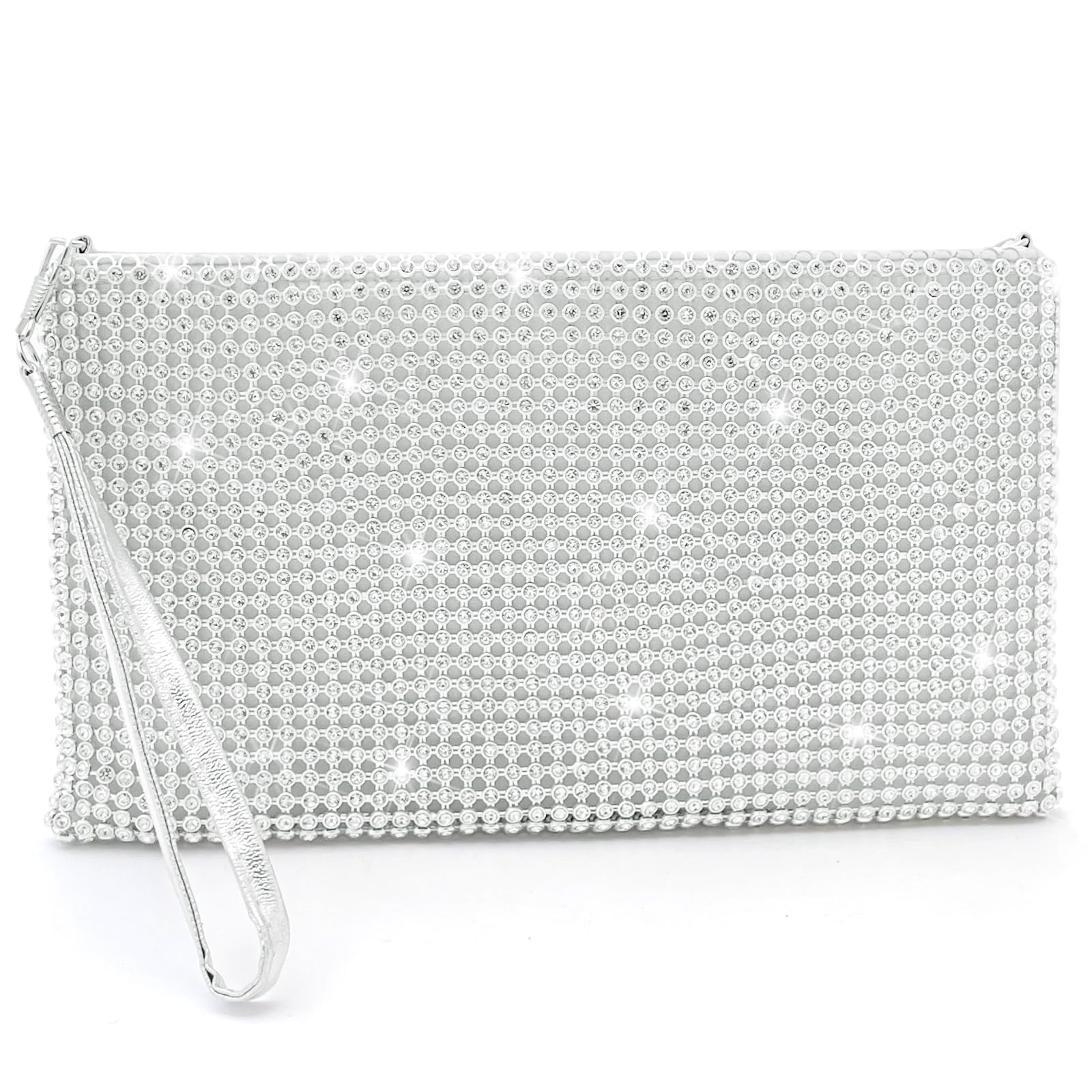 Silver Wristlet Clutch Purse for Women Evening Bags and Clutches Purses Bling Sm