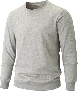 VEIISAR Men's Crewneck Sweatshirt - Basic Long Sleeve Pullover for Casual & Athletic Wear