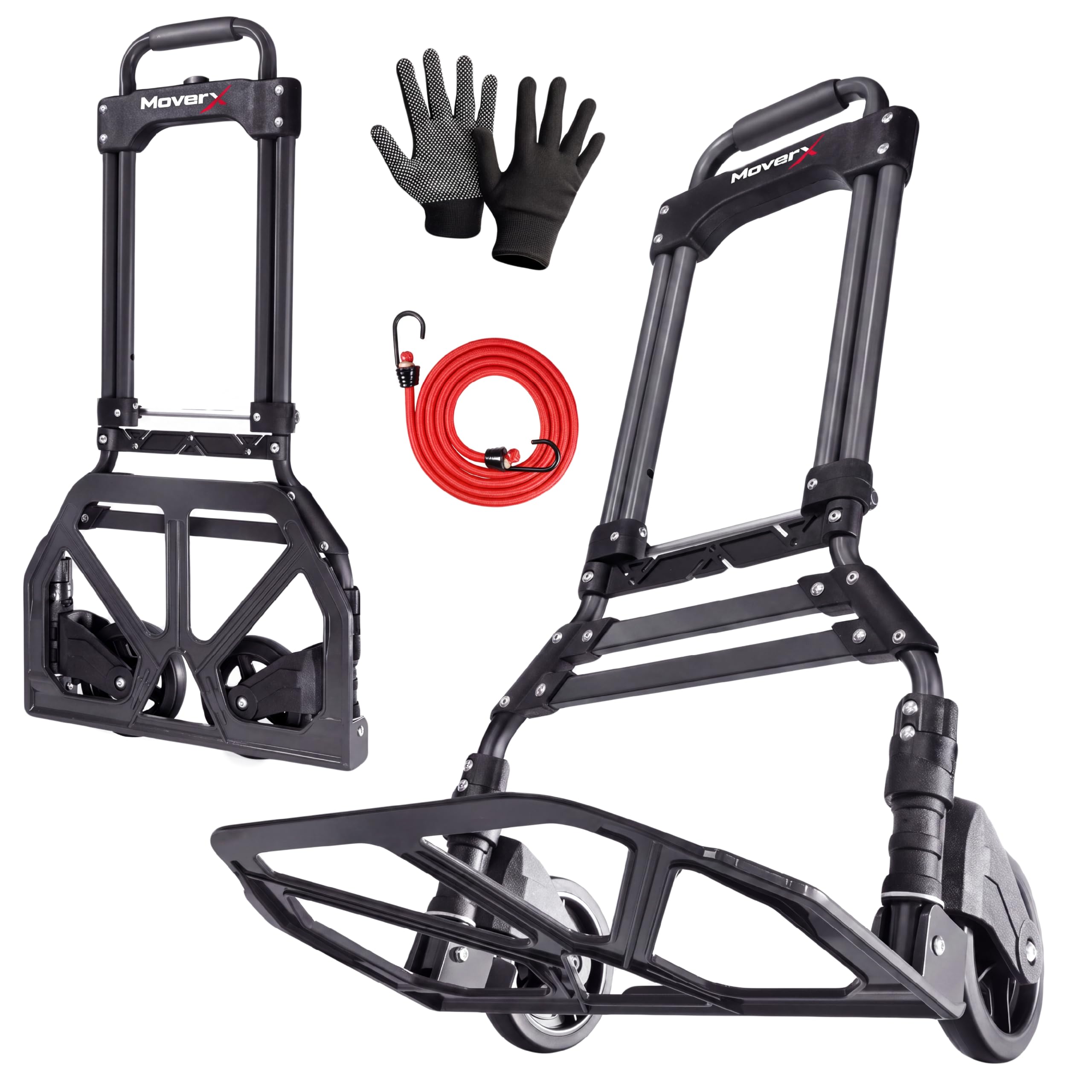 MoverX Folding Hand Truck Aluminium, Heavy Duty Hand Truck Foldable Trolley on W