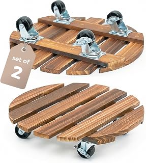 Bamworld Plant Caddy 12 Inch Rolling Tray with Wheels 2 Pack | Heavy-duty planter dollies make large pots easy to move indoors or outdoors.