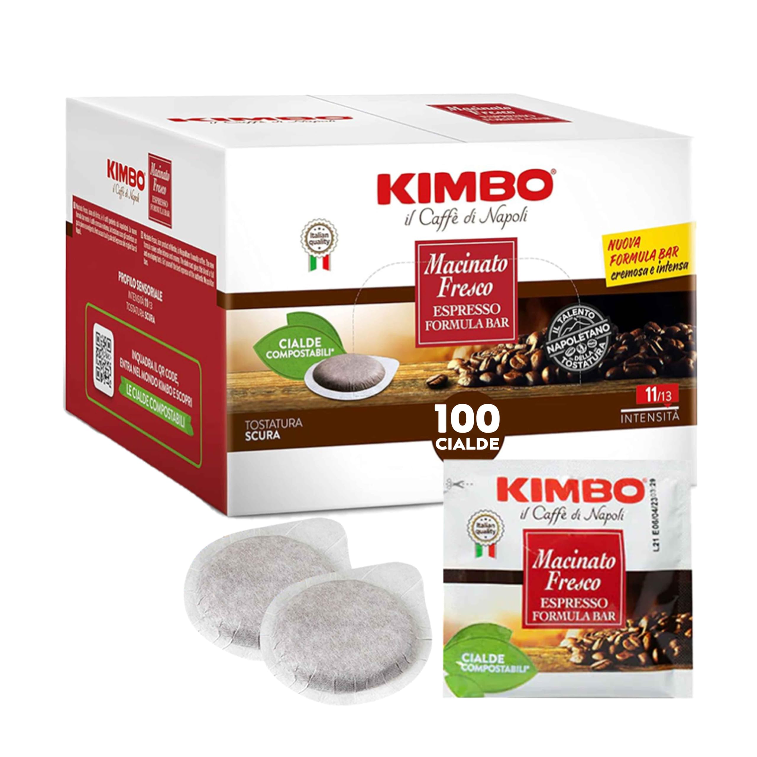 Kimbo 100 Compostable ESE Coffee Pods Freshly Ground | 1 Pack of 100 Pods Intens