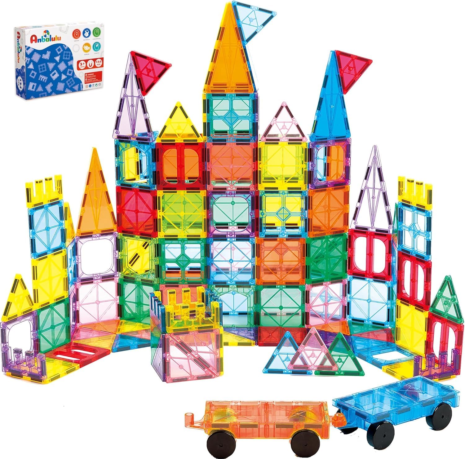 Anbalulu 134PCS Magnetic Building Tiles, Gift for Boys and Girls Ages 3+ | Durab