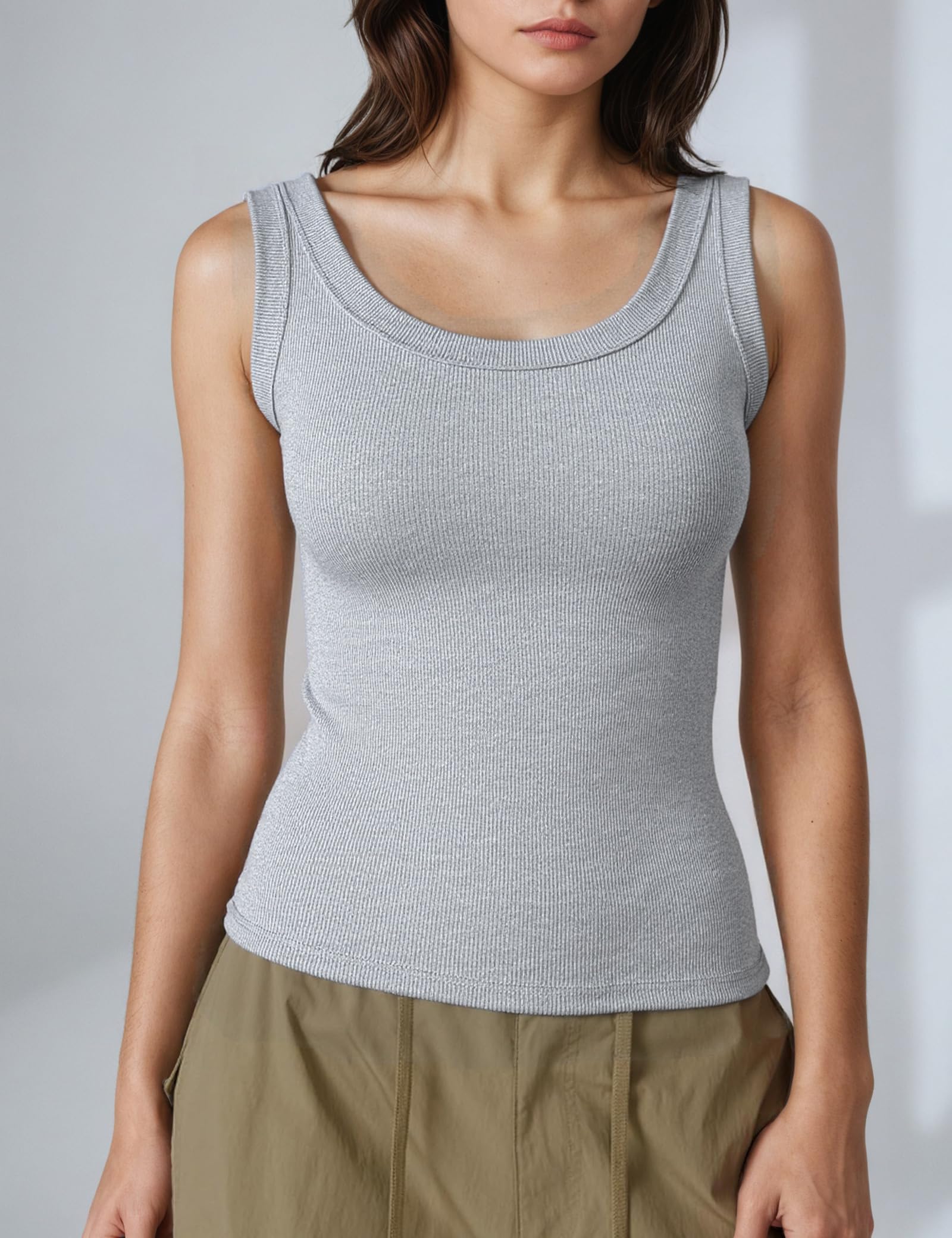 3 Pack Tank Tops for Women Racerback Ribbed Slim Fit Workout Basic Tank Tops