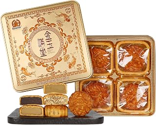 ONETANG Classics Cantonese Mooncakes, 4 Pcs, Chestnut, White Lotus Paste, Mix Nut, Red Bean Paste, 2025 Mid-Autumn Festival Gift 16.93 Ounce