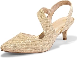 mysoft Chaussures habillées à talons bas pour femme - 5,1 cm - Escarpins à bride arrière - Pour fête de mariage - Chaussures de largeur moyenne/large