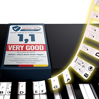 BELFORT Removable Piano Note Labels – Black & White Silicone for 88 Keys | Reusable silicone, no stickers + gift box. For 88 keys. Beginners, adults & kids + Ebook