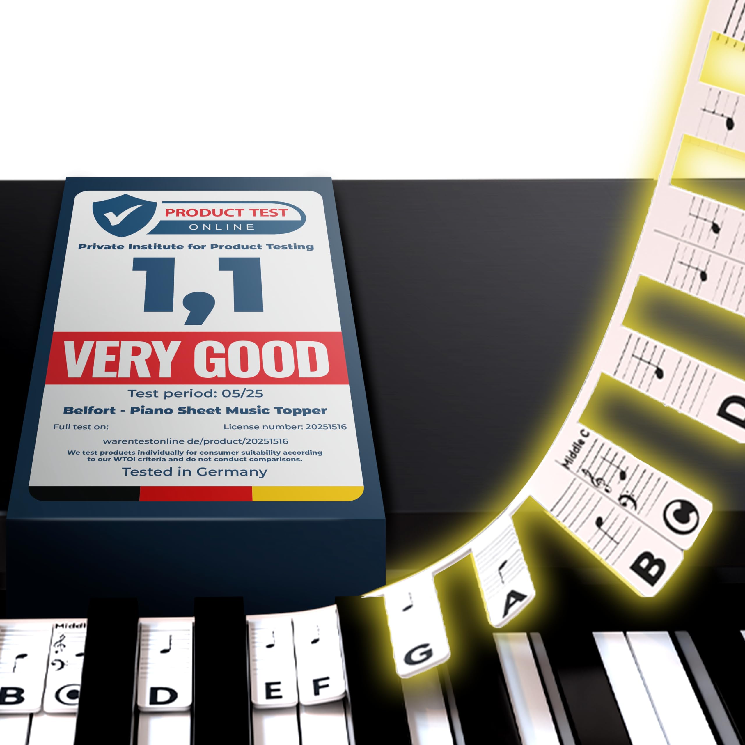 BELFORT Removable Piano Note Labels – Black & White Silicone for 88 Keys | Reusa