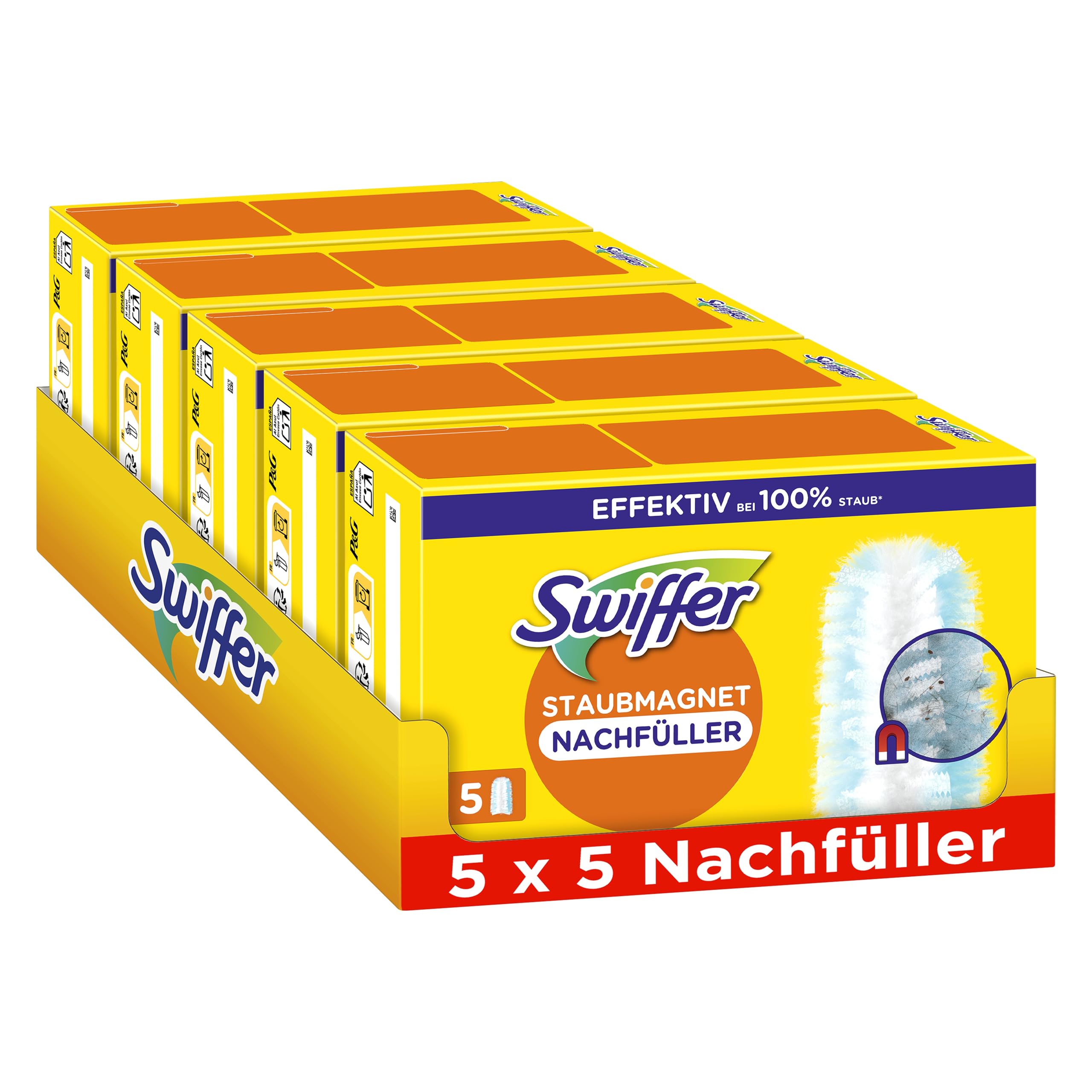 Swiffer Dust magnet refill pack, 25er comfort pack (5 x 5 cloths) | Traps dust, 